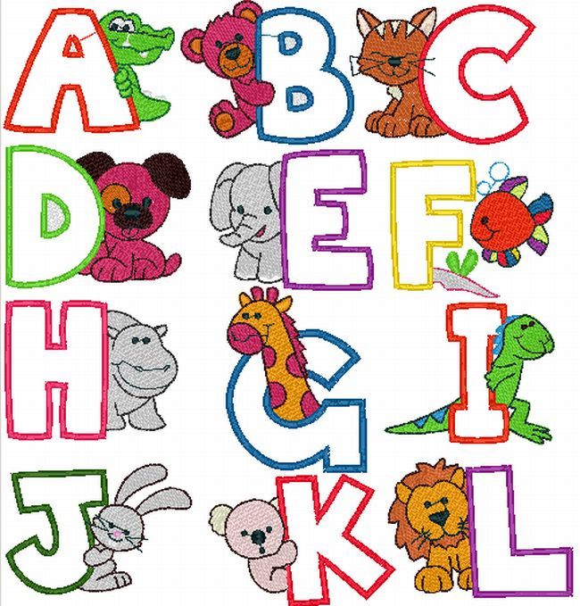 Designs Embroidery Applique Animal Alphabet  