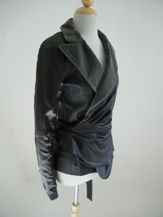 3,950 HAIDER ACKERMANN Gray Multi w/ Leather FALL 2011 RUNWAY JACKET 