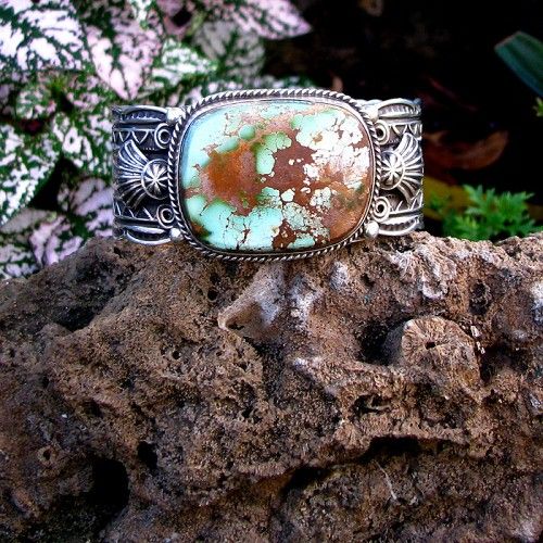 Navajo Donovan Cadman LARGE Pilot Mt Turquoise Cuff  