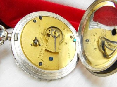 MODEL 1877 WALTHAM Key Wind & Key Set POCKET WATCH STERLING SILVER 