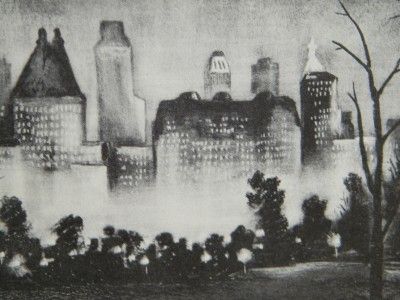 Vintage Central Park at Night Adolf Dehn Print 4835  