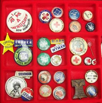 buttons and medals range from presidential hopefuls red cross voting 