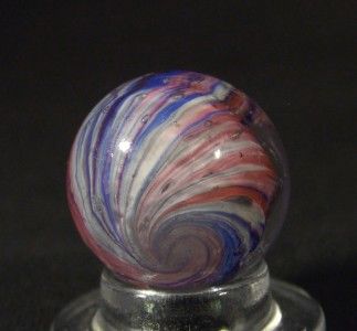 Marbles ANTIQUE GERMAN PANELLED ONIONSKIN MARBLE Red/White/Blue 19/32 