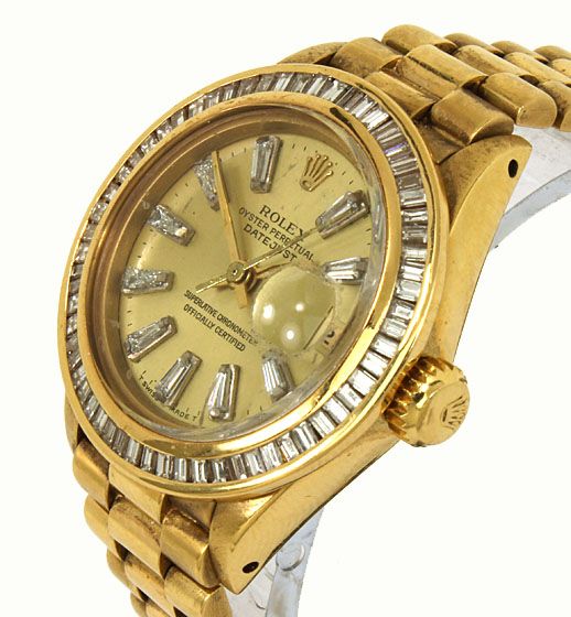 VINTAGE ROLEX 18K & DIAMONDS DATEJUST PRESIDENT WATCH  