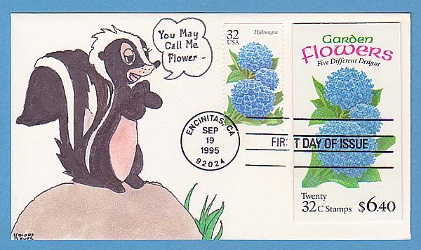 2997a Garden Flowers Bklt 20 FDC by Ken Kribbs HP #1  