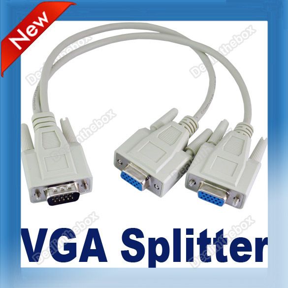   Monitors Y Splitter Cable For VGA Video Used to Connect Two VGA  