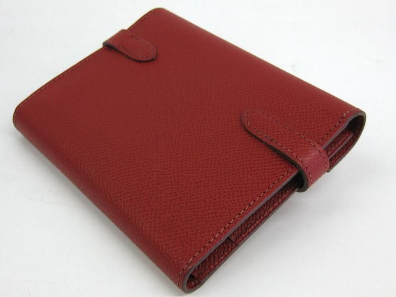 Auth HERMES KELLY WALLET TRI FOLD VEAU EPSOM RED  