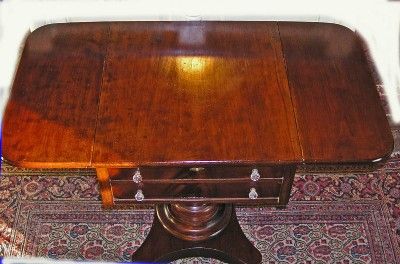 American Empire Revival Solid Cherry w Mahogany Veneer Drop Leaf Work 