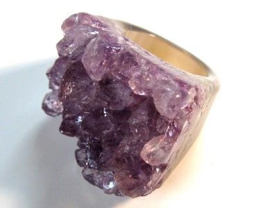 AMETHYST CRYSTAL CLUSTER DRUSY DRUZY GEMSTONE RING 4.75  