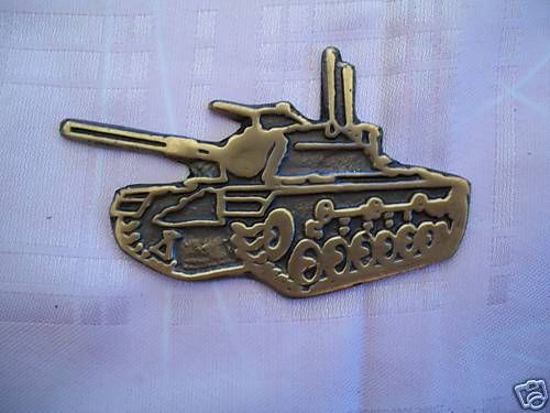 US MILITARY ARMY PATTON TANK BRASS BADGE  