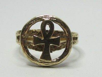 Vintage Solid 10K Gold Egyptian Ankh Ring  