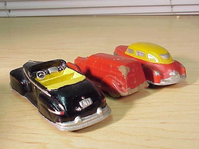   sale for THREE (3) vintage Sun Rubber & Arcor Co. SEDAN CARS that