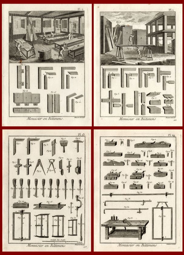 22 Antique Prints BUILDER CARPENTER Panckoucke 1784  