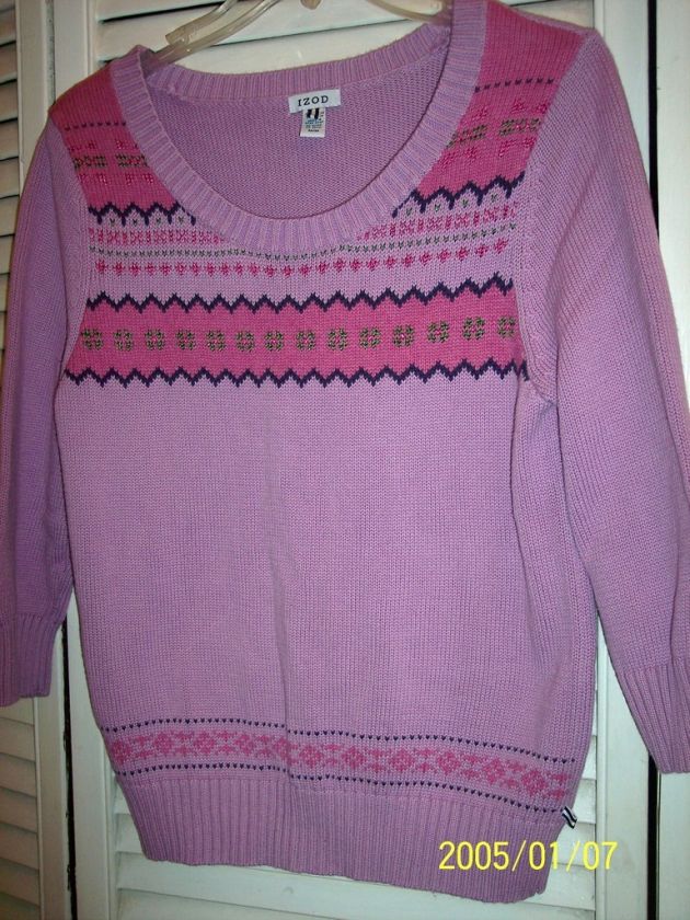 Izod Orchid Scoop Neck PO Nordic Stripe UGLY SWEATER M  