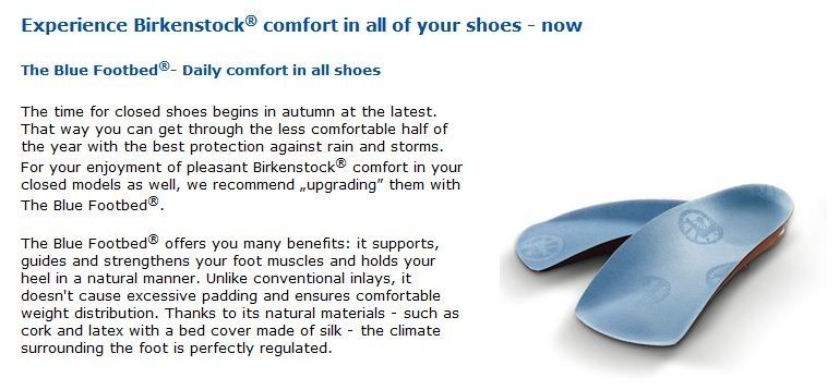 Birkenstock Blue FootBed Insole Orthotic Arch Support  