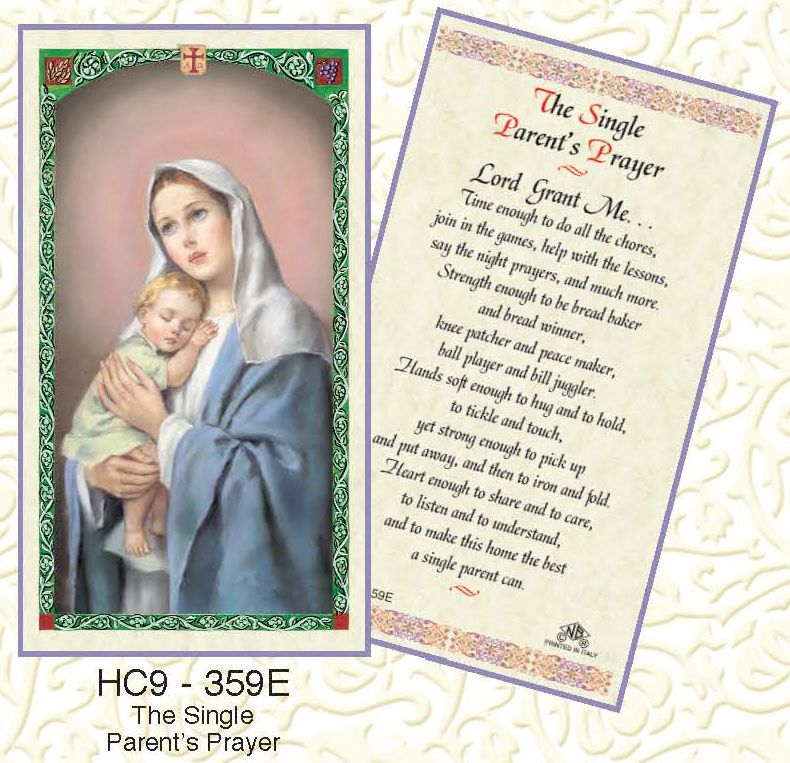 THE SINGLE PARENTS PRAYER CATHOLIC HOLY CARD (3CARDS)  