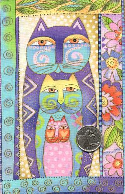 LAUREL BURCH Fanciful Felines QUILT PANEL CATS Pastel  