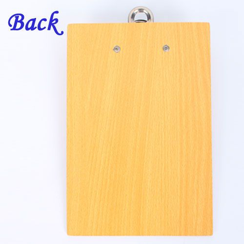 Letter Size Aluminum Clip Wooden Desk Top Type Clipboard Beige New 