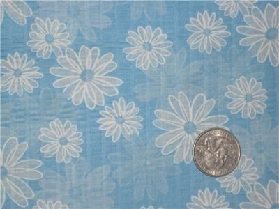 Pastel Blue Tutti Frutti Blue Daisy Plisse Fabric FQ  