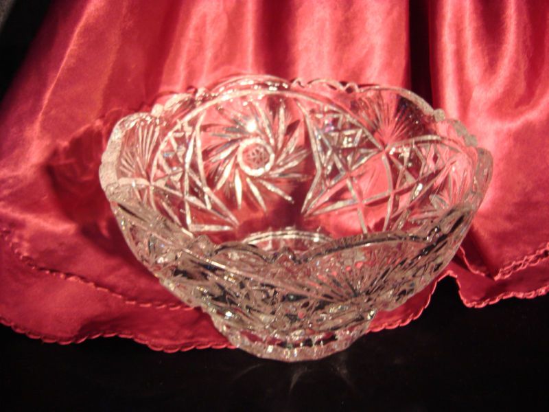 SERVING BOWL DISH LEAD CRYSTAL GLASS ROUND HAND MADE DECORATIVE DISH 