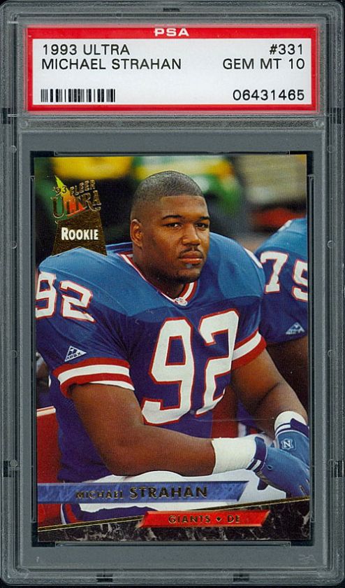 1993 FLEER ULTRA #331 MICHAEL STRAHAN RC (NEW YORK GIANTS) PSA 10 GEM 