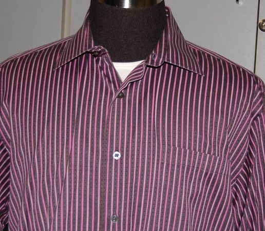 TOSCANO LONG SLEEVE PURPLE BLACK COTTON SHIRT MENS XL  