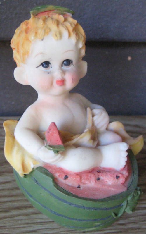 Turtle King 1 Baby Sitting Melon Angel Figurine Cute  