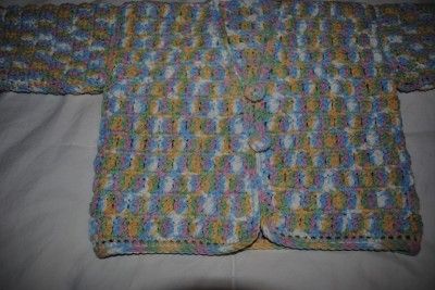 Baby Sweater/Cardigan Jacket 3 6 mo Hand Crocheted  