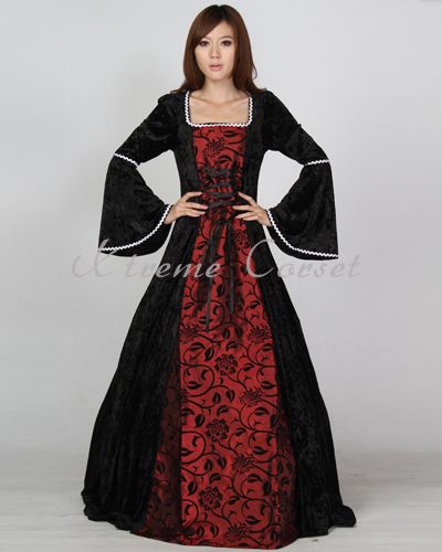   Vintage Renaissance Gown Dress Gothic Outerwear Ball Gown Prom SC41014