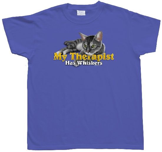 Cat Therapist Ladies T Shirt Funny Iris Blue NWT  