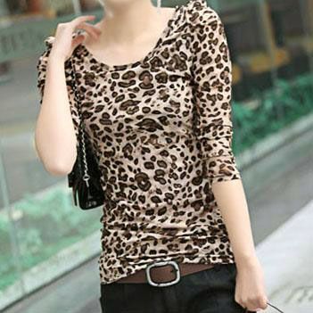 Beautiful Girl Leopard Print Stripes Polo T shirt Primer Shirt  