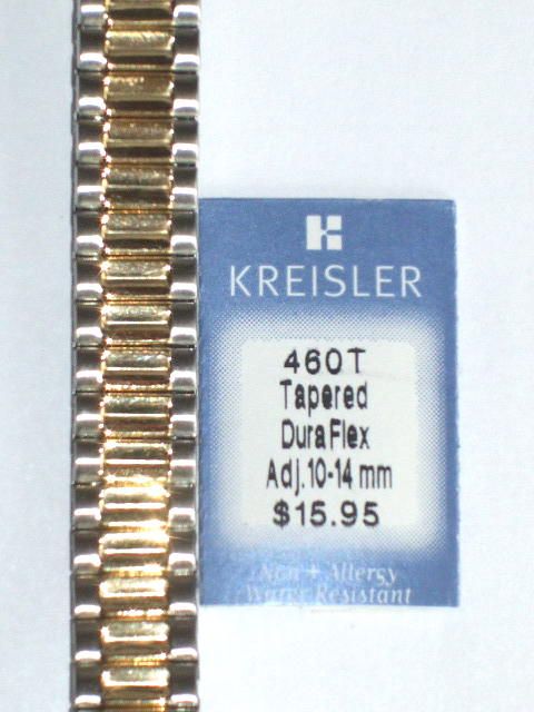 KREISLER 10 14MM GOLD/SILVER DURAFLX WATCH BAND*REG $16  