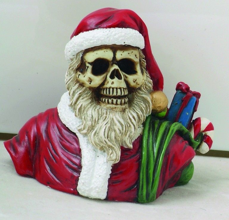 SANTA CLAUS SKELETON MINI STATUE FIGURINE  