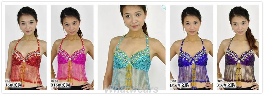 Belly Dance Costume Tassels Halter Sequin Bra Top B95  