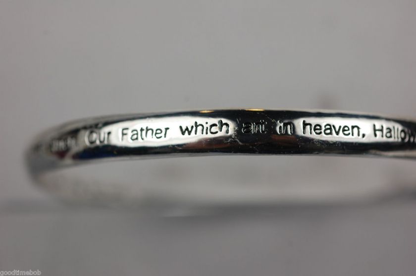 Rhodium Plated Lords Prayer Mobius Strip Bracelet  