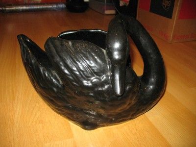 Vintage San Miguel Ceramic black Swan pottery vase Old  