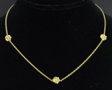 Estate Vtg Kimberlee Teti 18K Gold Plumeria Flower Station Chain Link 