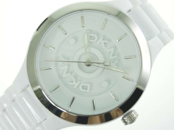 NY8192 DKNY Womens Glossy White Plastic Large Watch New Casual 