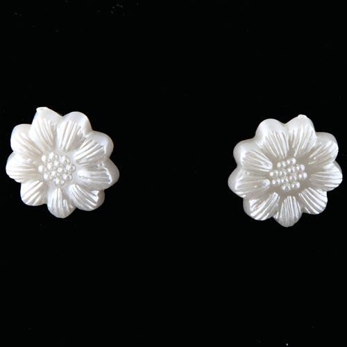 wholesale lot 12 pairs white shell carved flower earring stud alloy 