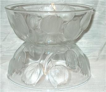 Vt Teleflora Embossed Raised Tulips Clear Glass Bowls  