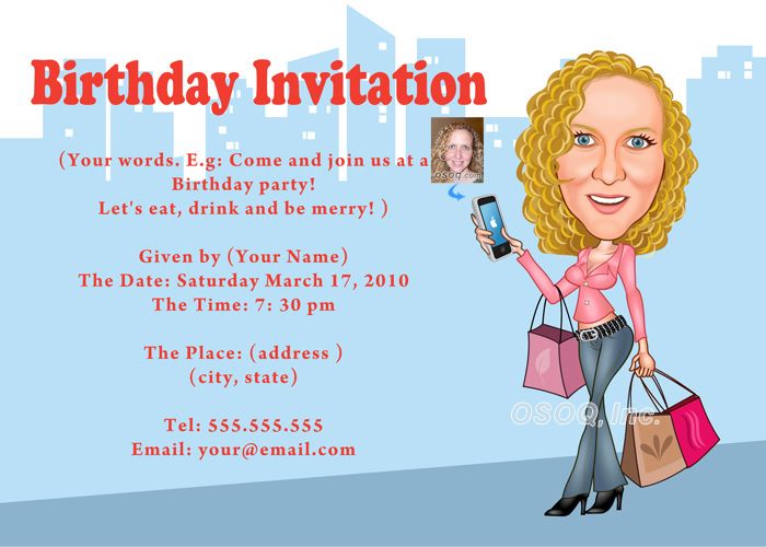 Personalized Caricature & Birthday Invitation Design ~ OSOQ, Inc.