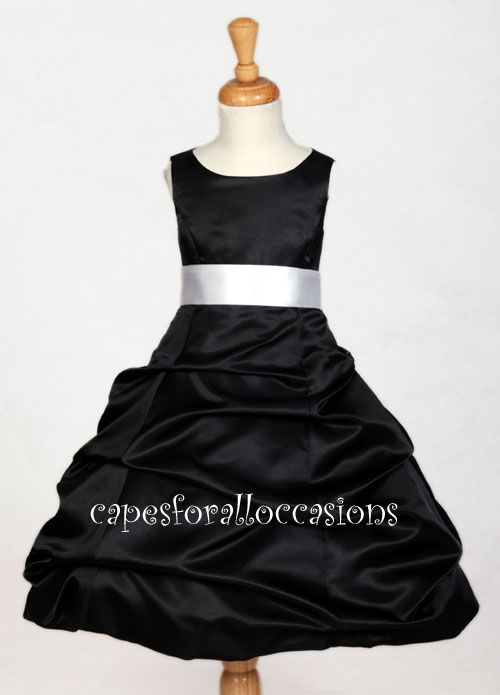 BLACK WHITE PAGEANT FLOWER GIRL DRESS 4 4T 6 6X 8 10 12  