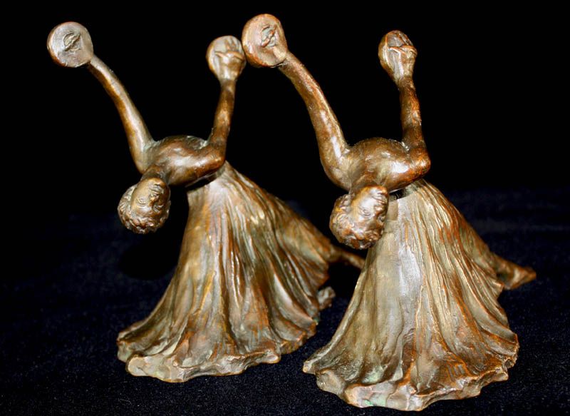 HIGHEST QUALITY BRONZE ART DECO TAMBOURINE DANCER BOOKENDS GORHAM 