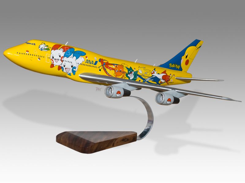 Boeing 747 200 ANA Pokemon Wood Desktop Airplane Model  