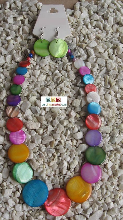 Peruvian PEARL set NECKLACE + EARRINGS handmade in Peru  