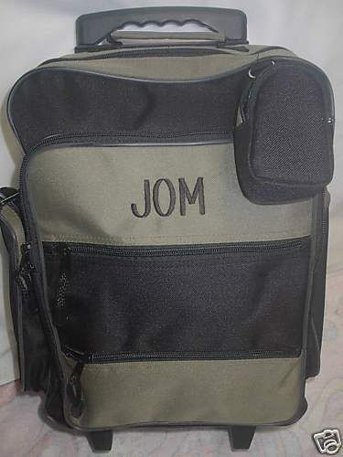 Rolling Luggage School BookBag Khaki Green Personalized  