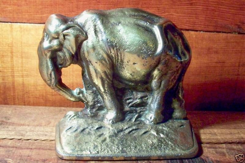 Vintage ELEPHANT BOOKEND By Bron Met  