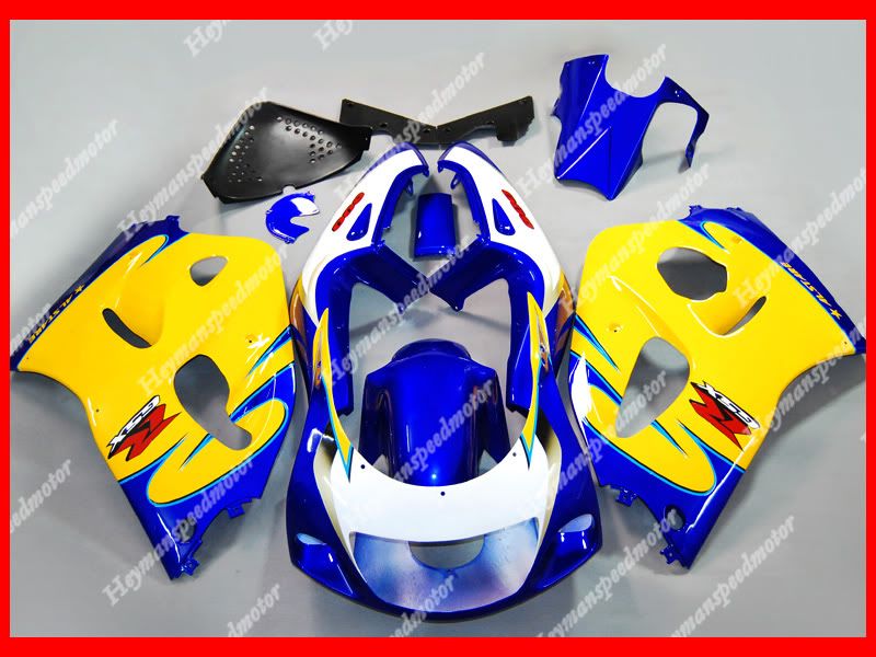 For 96 00 Suzuki SRAD GSXR 600 ABS Aftermarket Fairing Yellow Blue 