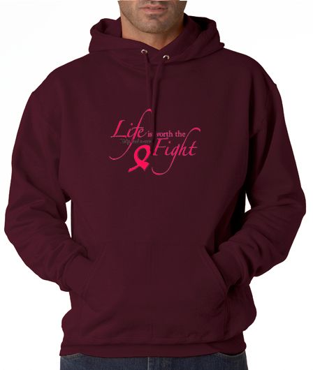 Life Worth Fight Breast Cancer 50/50 Pullover Hoodie  