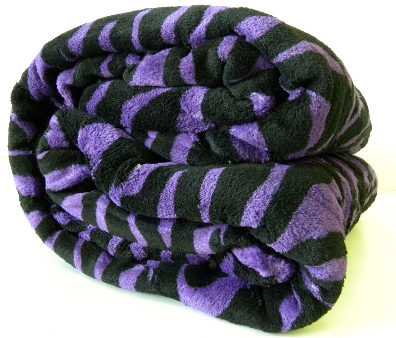 Super Soft Purple Black Zebra Print Microfiber Blanket Throw King Size 